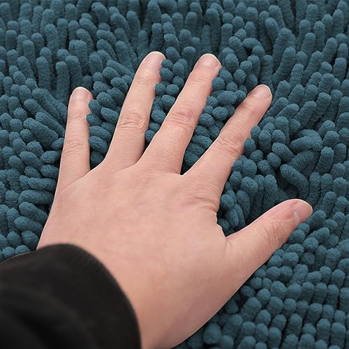 Non-Slip Bath Rug,Extra Soft Microfiber Bedroom Shag Carpet with Anti-Slip Backing,Water/Dust Absorbent Fast Dry Shower Mat,Sound Insulated Stairs Pad,Machine Washable (Turquoise,19 x 31 Inches) - color: Turquoise, size: 19"x31"