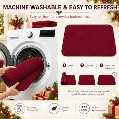 RUN HELIX Bathroom Rugs Sets 3 Piece, Soft Absorbent Memory Foam Bath Mats Set, Dry Fast Bath Mat, Machine Washable Bath Rug Set for Bathroom （Maroon） - color: Maroon