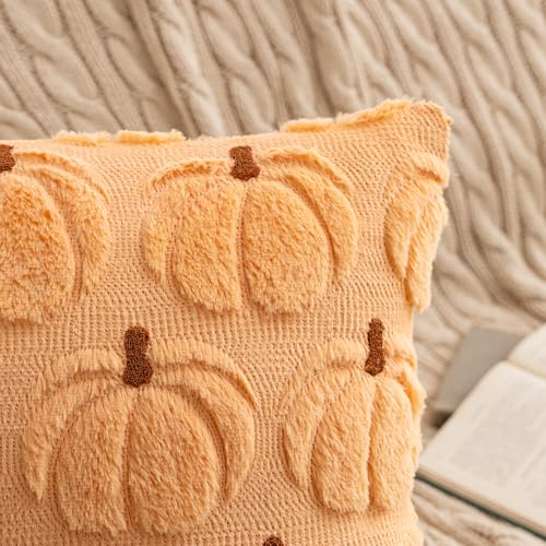 MIULEE Fall Pumpkin Pillow Covers Fall Decor Light Orange Stem 18x18 - color: Light Orange Stem, size: 18" x 18" (Pack of 2)