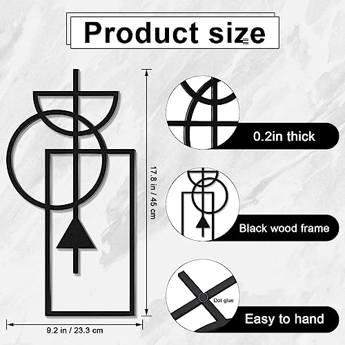 Zzbakress Wall Art, 2 Pcs Wooden Geometric Modern Abstract Wall Decor, 17.8 x 9.3 in, Living Room, Style1