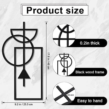 Zzbakress Wall Art, 2 Pcs Wooden Geometric Modern Abstract Wall Decor, 17.8 x 9.3 in, Living Room, Style1