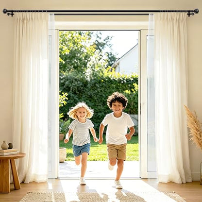 KAMANINA Double Curtain Rod 32 to 58 Inch, Adjustable Drapery Rods, Black - color: Black, size: 32-58"