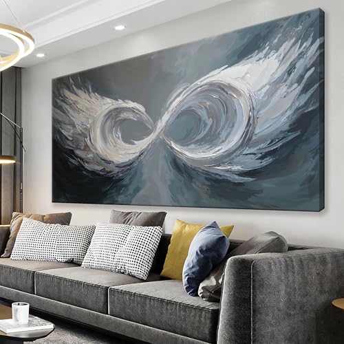 Canvas Art Wall Decor Abstract Wall Art Pictures For Living Room Blue And White Wall Art Artwork for Walls Modern Abstract Wall Art Large Canvas Wall Art Decor Home Kitchen Office Wall Decor 29" X 58" - color: QLS-02D, size: 58"L x 29"W