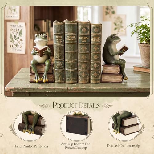 Lineshading Frog Decorative Bookend 7.2'' Book End Reading Lover Favor