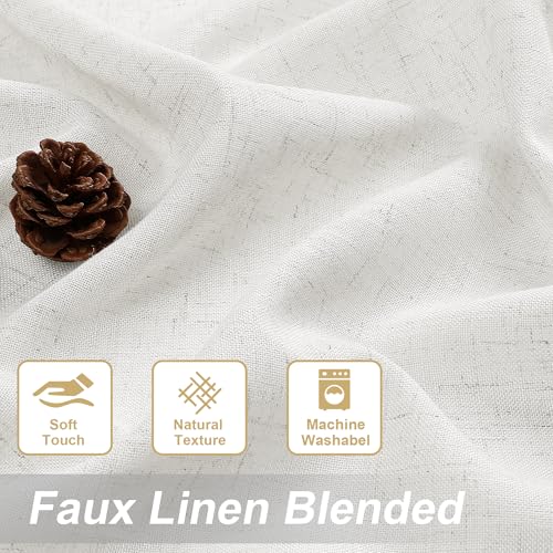 H.VERSAILTEX Linen Semi-Sheer Curtains 63 Inch for Bedroom, Natural White - color: Natural White, size: 52"W x 63"L (Pack of 2)
