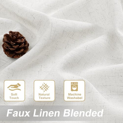 H.VERSAILTEX Linen Semi-Sheer Curtains 63 Inch for Bedroom, Natural White - color: Natural White, size: 52"W x 63"L (Pack of 2)