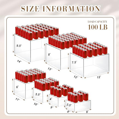 Leinuosen 7 Pcs Extra Large Acrylic Buffet Risers, 8-14" Square, Clear - color: Clear, size: 8" to 14", style: Square
