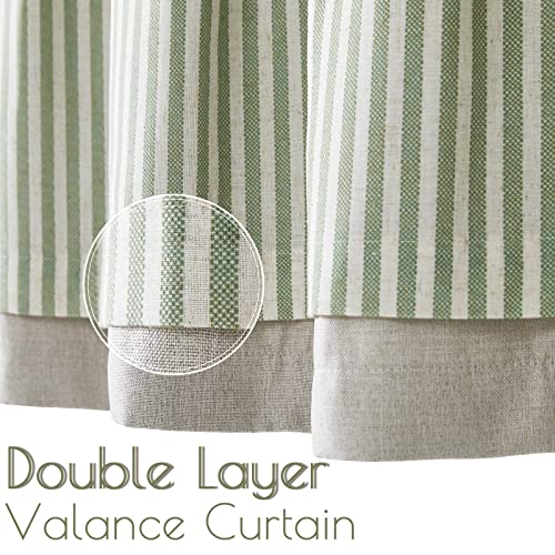 jinchan Stripe Linen Kitchen Valance Curtain, 50x16, 1 Panel, Green - color: Boxter Striped | Sage Green on Linen, size: 50"W x 16"L (Pack of 1)