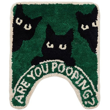 Drydiet U Shaped Toilet Rug Washable Cute Bath Mat 24x20,Black Cat - style: Black Cat