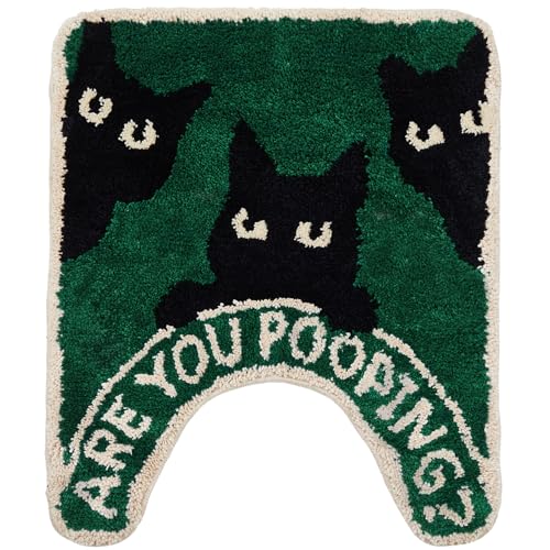 Drydiet U Shaped Toilet Rug Washable Cute Bath Mat 24x20,Black Cat - style: Black Cat