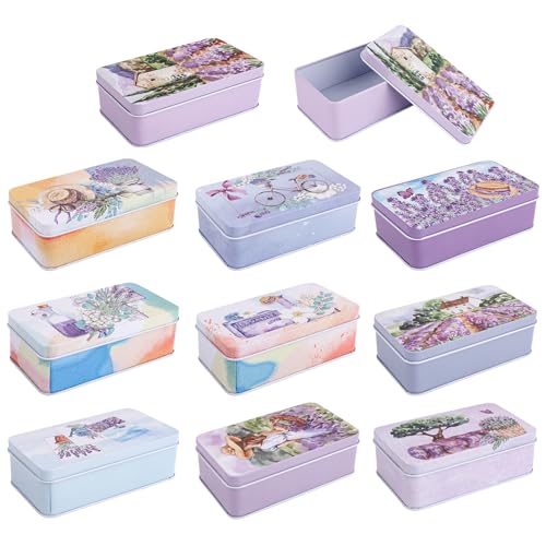 Framendino, 5 Pack Mini Tinplate Tin Boxes Lavender Trinket Jewelry Coin Containers for Jewelry Storage Case - color: Lavender 2