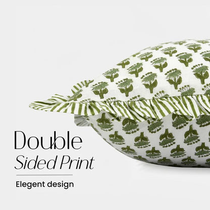 CPC Emerald Green Block Print Ruffle Sham Pillow Cover 12x20 Inch Pack of 1 - color: Emerald Green, size: 20" x 12" (Pack of 1)