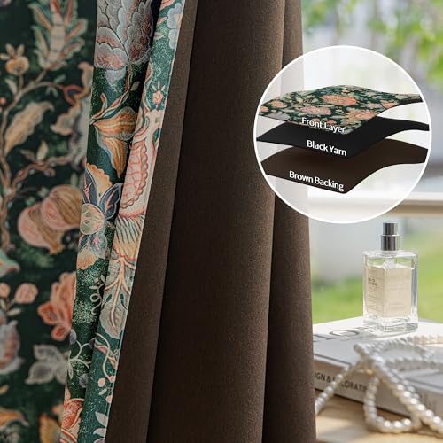 FMFUNCTEX Emerald Green Boho Blackout Floral Curtains, 72 Inches, 2 Panels - color: Emerald Green, size: 52"W x 72"L (Pack of 2)