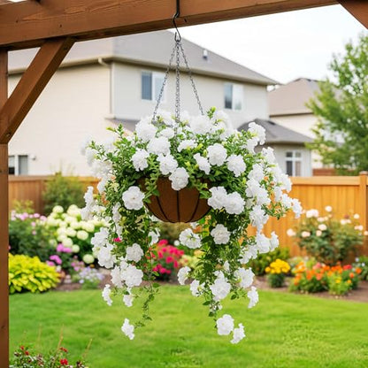 HOSY 2-Pack 12-in Hanging Metal Planter Baskets with Coconut Fibre Liner - color: Stripes - Black