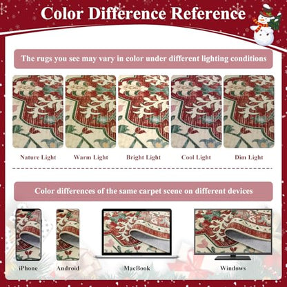 U'Artlines Red Christmas Area Rug 6x9 Boho Washable Soft Holiday Carpet - color: Christmas Red, size: 6' x 9' (Rectangular)