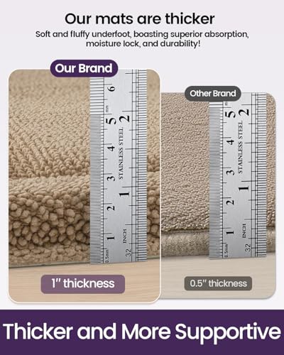 DEXI Memory Foam Bath Mat 24x17, Thick Chenille Bathroom Rug, Beige - color: Beige, size: 24" X 17" (Rectangular)
