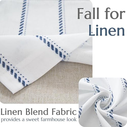jinchan Stripe Linen Window Valance Curtain, 50x16, 1 Panel, Blue - color: Nautical Striped Blue on White, size: 50"W x 16"L (Pack of 1)