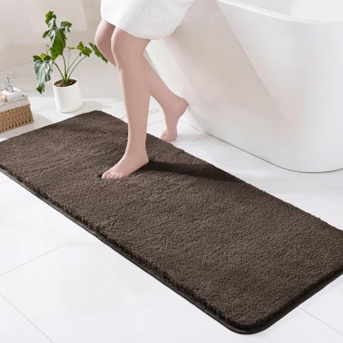 Exclusivo Mezcla Soft Absorbent Bathroom Rugs, Non-Slip Bath Mat, 24x70 - color: Coffee, size: 24"x70"(Rectangular)