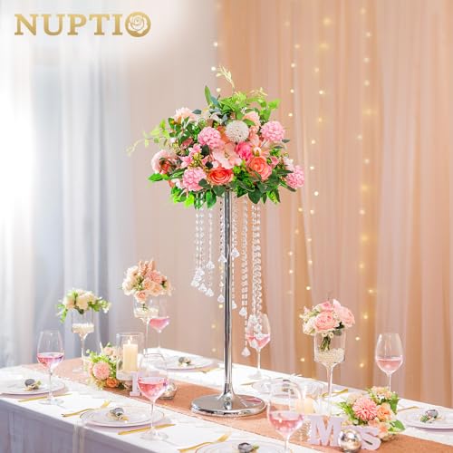 NUPTIO Tall Centerpiece for Table, Silver, 27.6", 10 Pcs - color: Silver, size: 10 Pcs 27.6 in