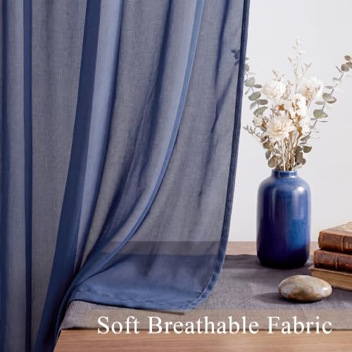 PONY DANCE 4 Panels Sheer Curtains 90 Inches Long, Navy Blue, W 42" x L 90" - color: Navy Blue, size: 42"W x 90"L (Pack of 4)