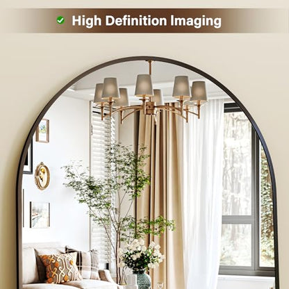 XRAMFY 78"x38" Black Arch Full Length Mirror - color: Black, size: 78"L x 38"W