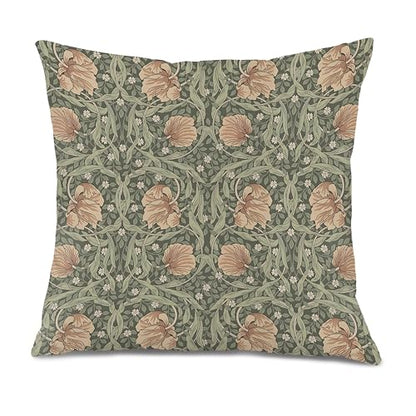 William Morris 빈티지 꽃무늬 베개 커버 45.7x45.7cm(18x18인치), 앤티크 아르누보 오렌지 및 그린 식물 꽃 장식 장식용 쿠션 커버 침실 거실 홈 오피스용 - color: 색상 10