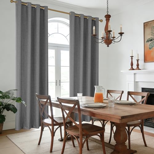 Faux Linen 100% Blackout Curtains, 42" W x 54" L (2 Panels) - color: Dark Grey, size: 42"W x 54"L (Pack of 2)