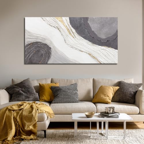 NBAODAN Large Modern Abstract Wall Art Gray Picture Wall Decor Minimalist Painting Prints Textured Art for Living Room Dining Room Bedroom 29x58 Inch - color: Grey and White, size: 58"L x 29"W