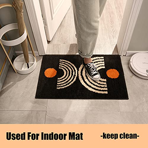 Boho Bathroom Rugs Non-Slip Abstract Bath Rugs Microfiber Cute Mat Black Washable for Tube/Washbasin/Toilet (Black-Music, 20"X32") - color: Black-music, size: 1'8" x 2'8" (Oblong)