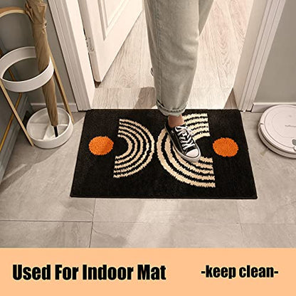 Boho Bathroom Rugs Non-Slip Abstract Bath Rugs Microfiber Cute Mat Black Washable for Tube/Washbasin/Toilet (Black-Music, 20"X32") - color: Black-music, size: 1'8" x 2'8" (Oblong)