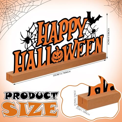 Yaocom Happy Halloween Metal Table Sign 13.78 Inch with Wooden Base Decor - style: Halloween