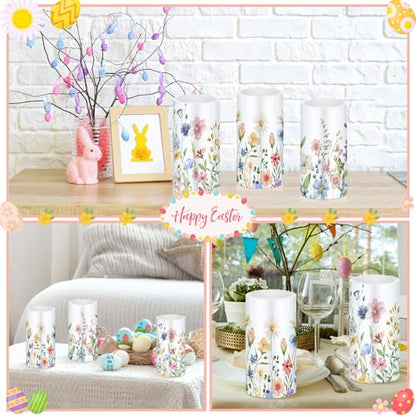 Retisee 3 Pcs Spring Wildflower Flameless Candles Battery Operated - style: Wildflower