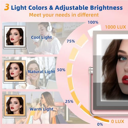 Ruacq Makeup Mirror with Lights 1X/7X Height Adjustable Brushed Nickel - color: Brushed Nickel - 7x