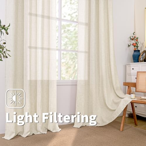 BGment Natural Faux Linen Curtains 63 Inch Length 2 Panels for Bedroom - color: B - Linen Linen, size: 52"W x 63"L (Pack of 2)