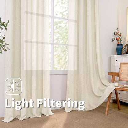 BGment Natural Faux Linen Curtains 63 Inch Length 2 Panels for Bedroom - color: B - Linen Linen, size: 52"W x 63"L (Pack of 2)