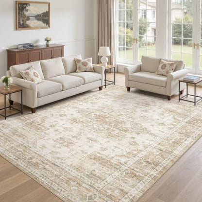 8x10 Area Rugs for Living Room: Washable Neutral Soft Beige Rug - color: Beige, size: 8' x 10' (Rectangular)