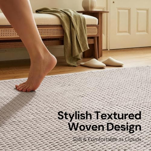 Sunfly 3x5 Washable Area Rug with Non Slip Rubber Backing Beige - color: Beige, size: 3' x 5' (Rectangular)