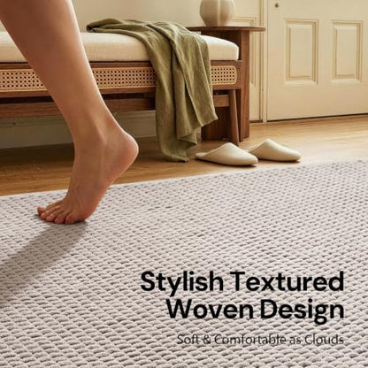 Sunfly 3x5 Washable Area Rug with Non Slip Rubber Backing Beige - color: Beige, size: 3' x 5' (Rectangular)
