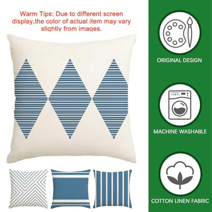 Outdoor Pillows Covers 18x18 Waterproof,Blue and Beige Set of 4(No Insert) - color: Blue and Beige, size: 18" x 18" (Pack of 4)