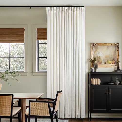 TWODRAPES Natural Pinch Pleated Linen 94 Inch Curtains for Living Room - color: Natural, size: 40"W x 94"L (Pack of 2)