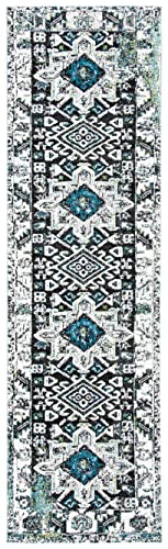 SAFAVIEH Vintage Hamadan Collection Runner Rug - 2'3" x 8', Dark Grey & Ivory, Traditional Persian Design, Non-Shedding & Easy to Clean, Ideal for Hallway, Foyer, Entryway, Bedroom (VTH211H) - color: Dark Grey/Ivory, size: 2'3" x 8' (Runner)