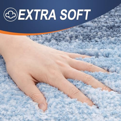 OLANLY Small Bathroom Rugs 24x16, Extra Soft Absorbent Microfiber Bath Rugs - color: Blue, size: 24" X 16"