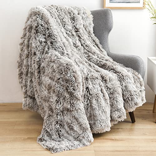 GONAAP Fuzzy Faux Fur Twin Blanket for Couch, Frosty Grey, 60"x80" - color: Frosty Grey, size: Twin(60"x80")