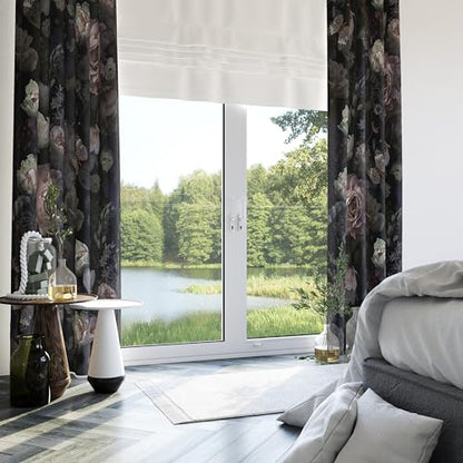 Gothic Black Pink Floral Blackout Curtains 2 Panels 52Wx84L Inch - color: Black&pink, size: 52"W x 84"L (Pack of 2)