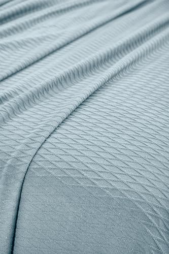Superior Cotton Blanket, Lightweight, Breathable Bedding, Throw, Aqua - color: Aqua, size: Throw