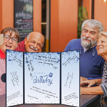 Crenics Blue and Black Birthday Guest Signature Book Alternative 18" x 12" - color: Black and Blue