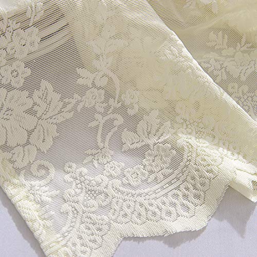 vctops Lace Sheer Kitchen Tier Curtain Set Floral Embroidered Cafe Tiers Rod Pocket Small Half Window Curtains 2 Panels (29" x 24", Beige) - color: Beige, size: 29"W x 24"L (Pack of 2)