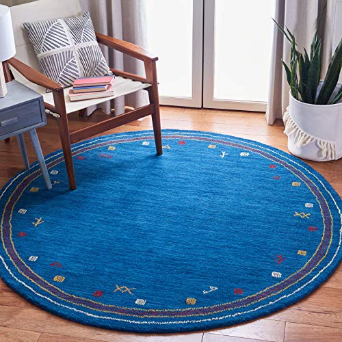SAFAVIEH Himalaya Collection 6' Round Blue HIM563M Handmade Premium Wool Area Rug - color: Blue, size: 6' (Round)