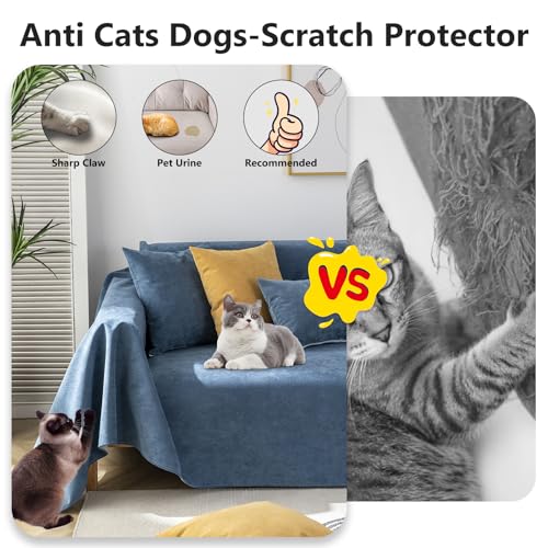 STACYPIK Anti-Scratch Resistant Couch Cover for Sofa, Waterproof Sofa Cover - color: A-waterproof-navy Blue, size: XX-Large Size(71" X150")
