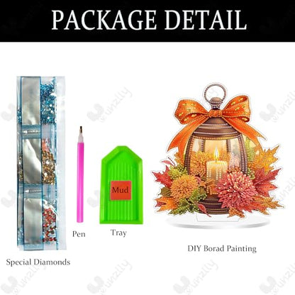 Yunzlly Stand Up Diamond Art Painting Kit, Desktop Gem Painting Ornament Kit for Adults, Tabletop Acrylic Diamond Board Painting (Fall Candle) - color: Fall Candle